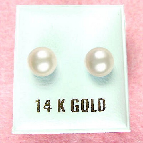  Gold Vermeil Jewelry on 14k Gold   White Pearl Stud Earrings  Ge039    Ebay